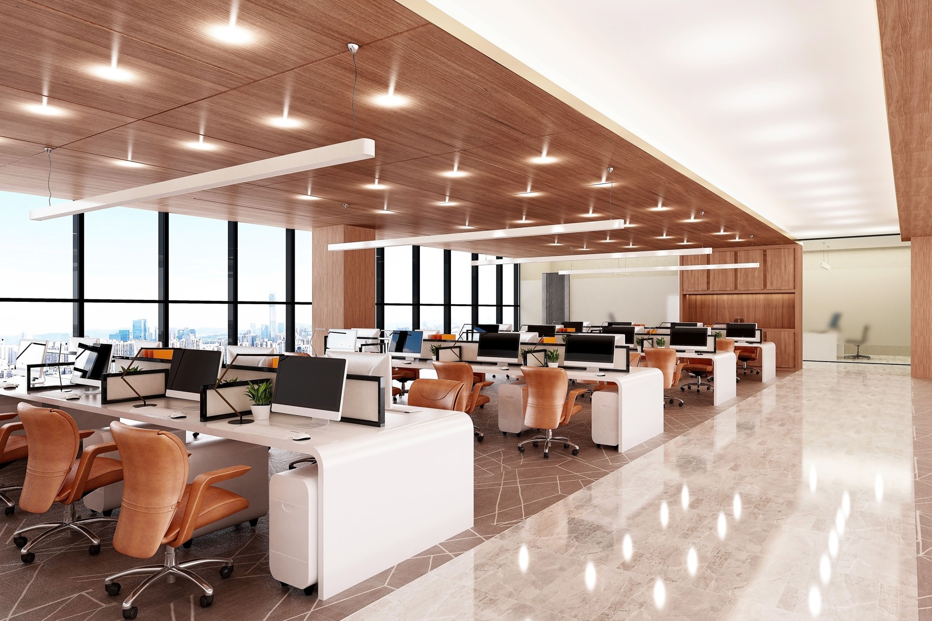 3d render od working open office large space